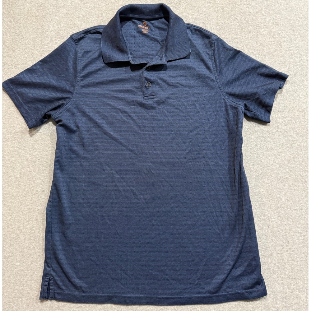 Broletto Mens Short Sleeve Cotton Blend Blue Striped Polo Shirt Size Medium M